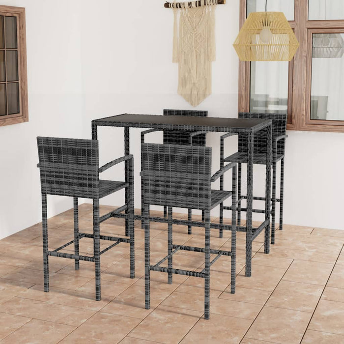 Set mobilier bar de grădină, 5 piese, gri, poliratan - WALTI WALTI