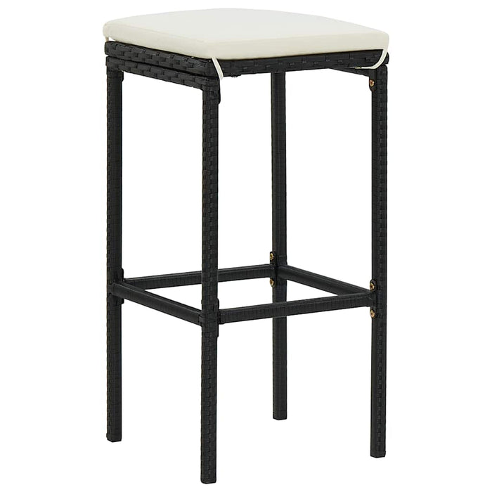 Set mobilier bar de grădină cu perne, 3 piese, negru, poliratan WALTI