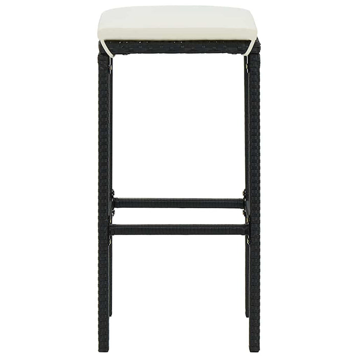 Set mobilier bar de grădină cu perne, 3 piese, negru, poliratan WALTI