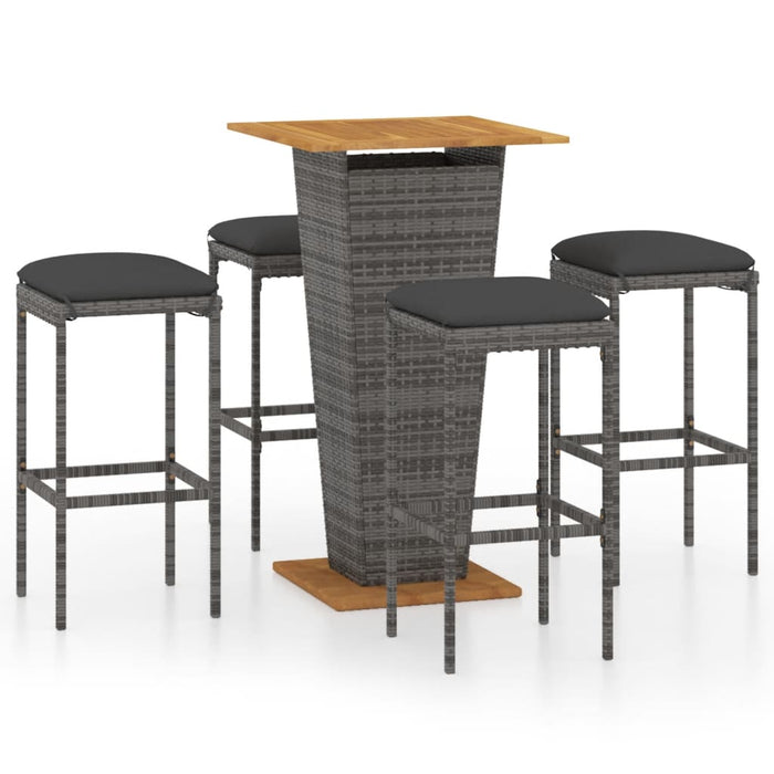 Set mobilier bar de grădină cu perne, 5 piese, gri, poliratan - WALTI WALTI