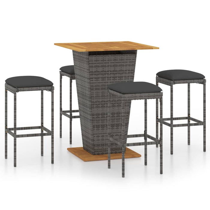 Set mobilier bar de grădină cu perne, 5 piese, gri, poliratan - WALTI WALTI