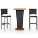 Set mobilier bar de grădină cu perne, 3 piese, negru, poliratan - WALTI WALTI