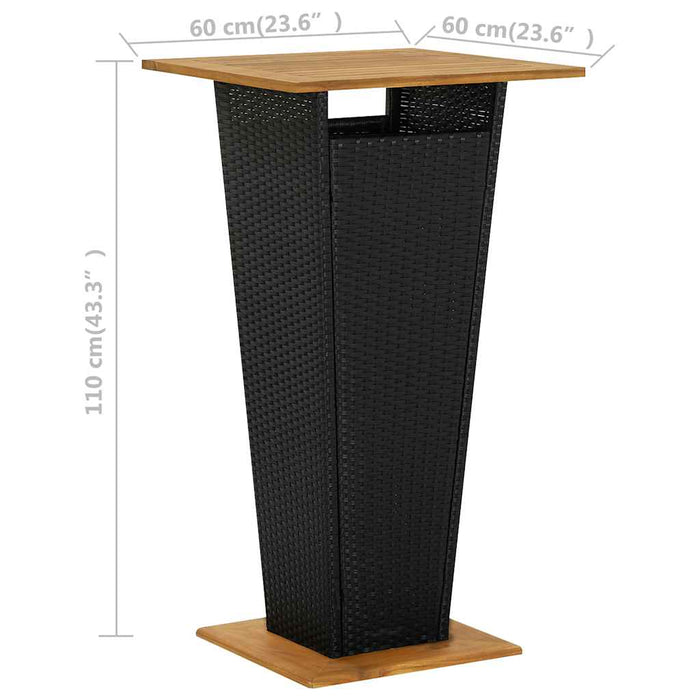 Set mobilier bar de grădină cu perne, 3 piese, negru, poliratan - WALTI WALTI