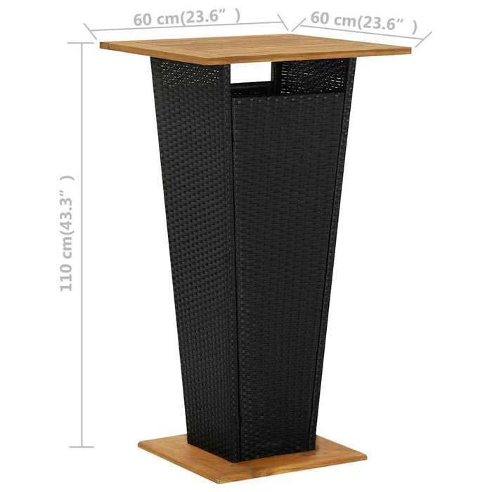 Set mobilier bar de grădină cu perne, 5 piese, negru, poliratan WALTI