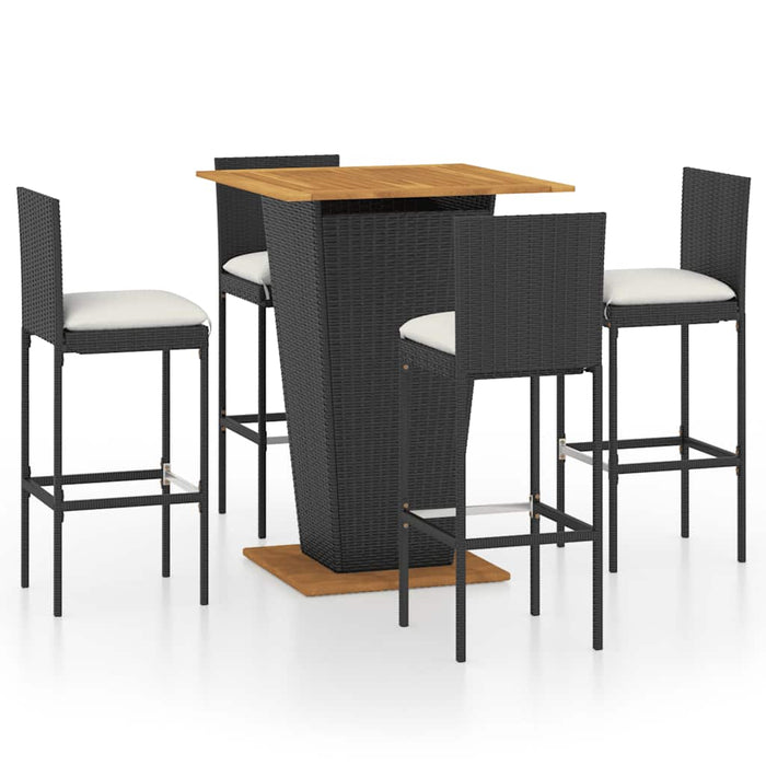 Set mobilier bar de grădină cu perne, 5 piese, negru, poliratan - WALTI WALTI