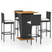 Set mobilier bar de grădină cu perne, 5 piese, negru, poliratan - WALTI WALTI