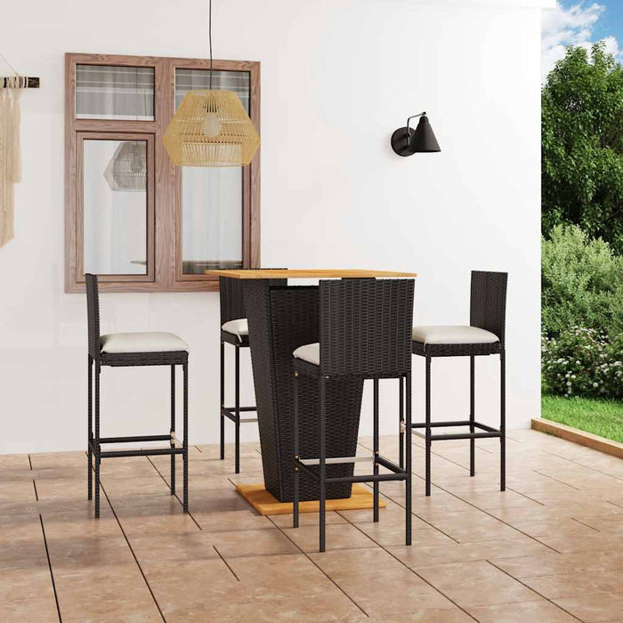 Set mobilier bar de grădină cu perne, 5 piese, negru, poliratan - WALTI WALTI