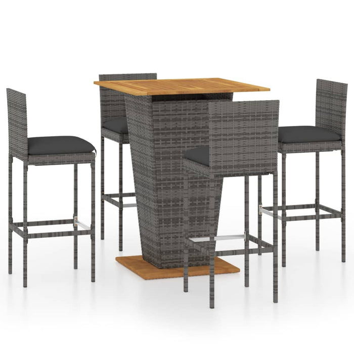 Set mobilier bar de grădină cu perne, 5 piese, gri, poliratan - WALTI WALTI