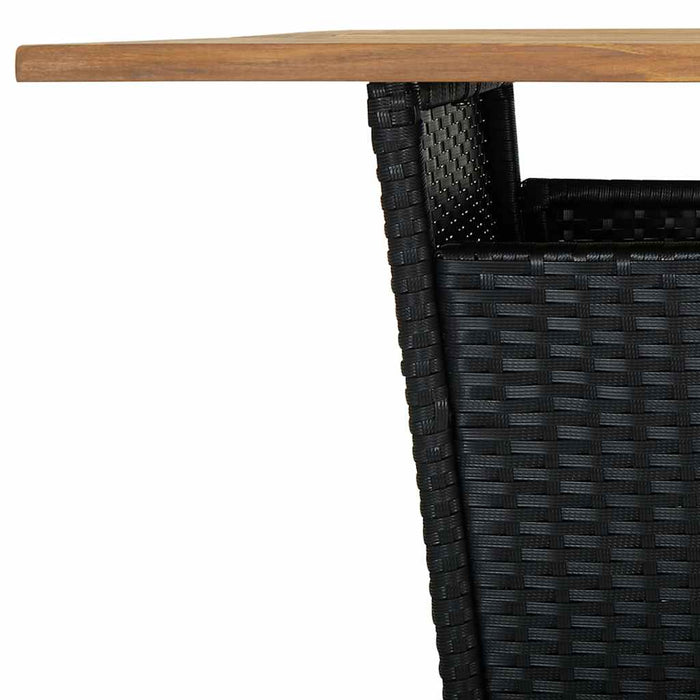Set mobilier bar de grădină cu perne, 9 piese, negru, poliratan WALTI