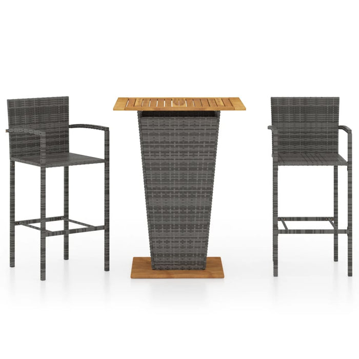 Set mobilier de bar de grădină, 3 piese, gri WALTI