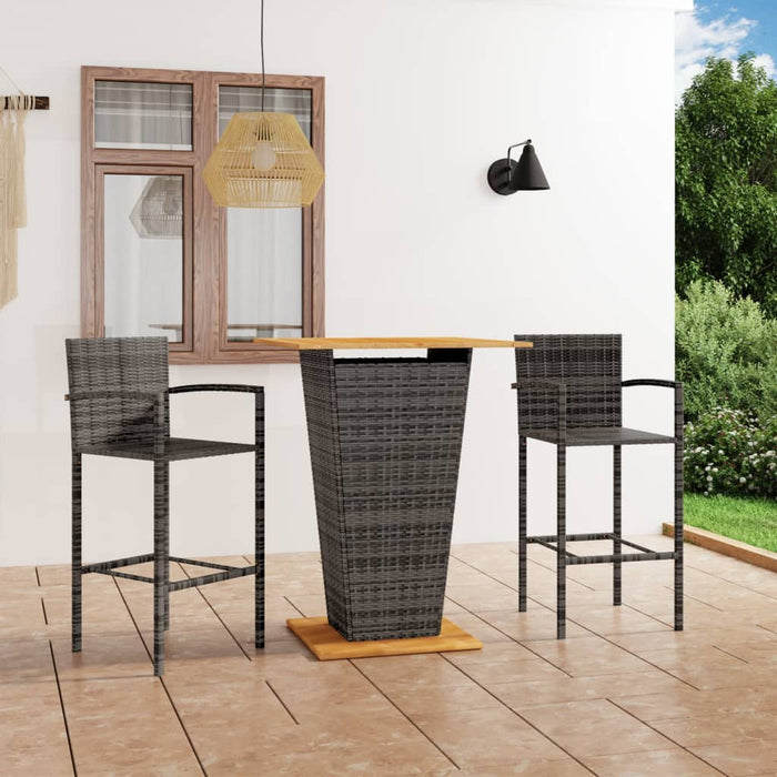 Set mobilier de bar de grădină, 3 piese, gri WALTI