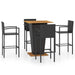 Set mobilier bar de grădină, 5 piese, negru - WALTI WALTI