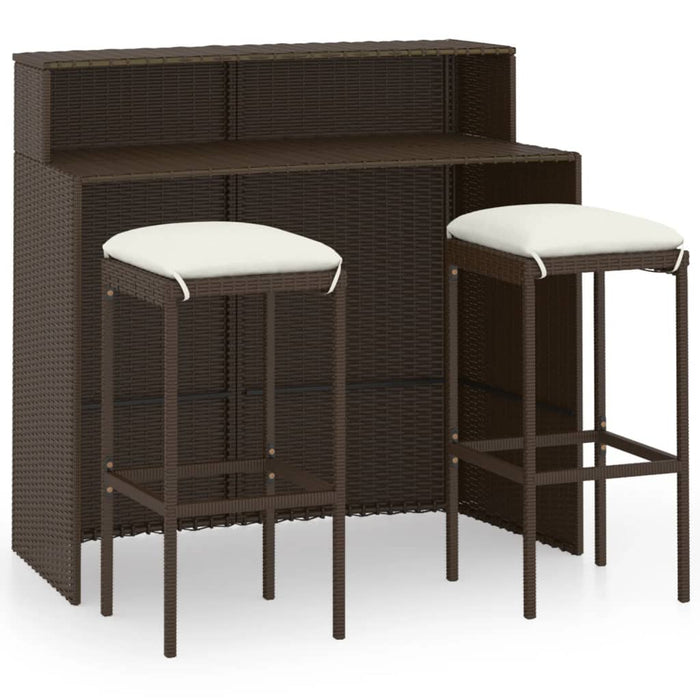 Set mobilier bar de grădină cu perne, 3 piese, maro - WALTI WALTI