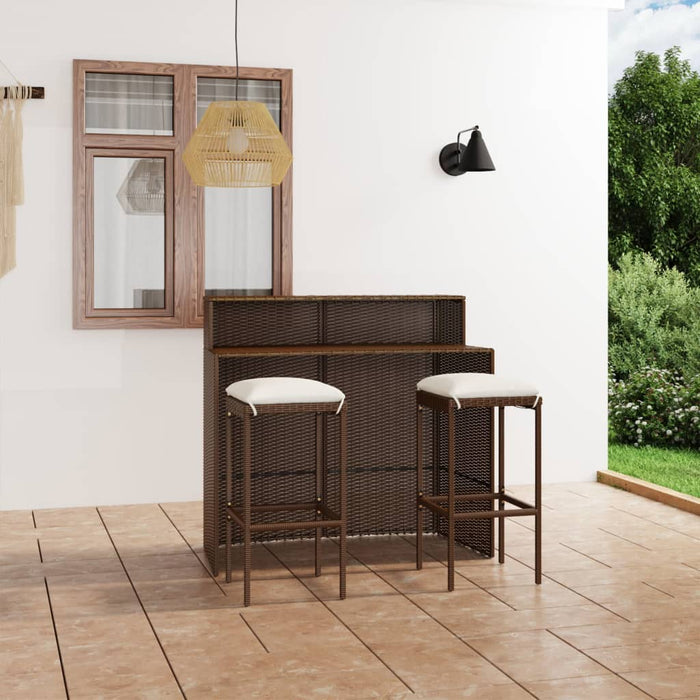Set mobilier bar de grădină cu perne, 3 piese, maro - WALTI WALTI