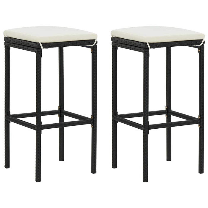 Set mobilier bar de grădină cu perne, 3 piese, negru WALTI