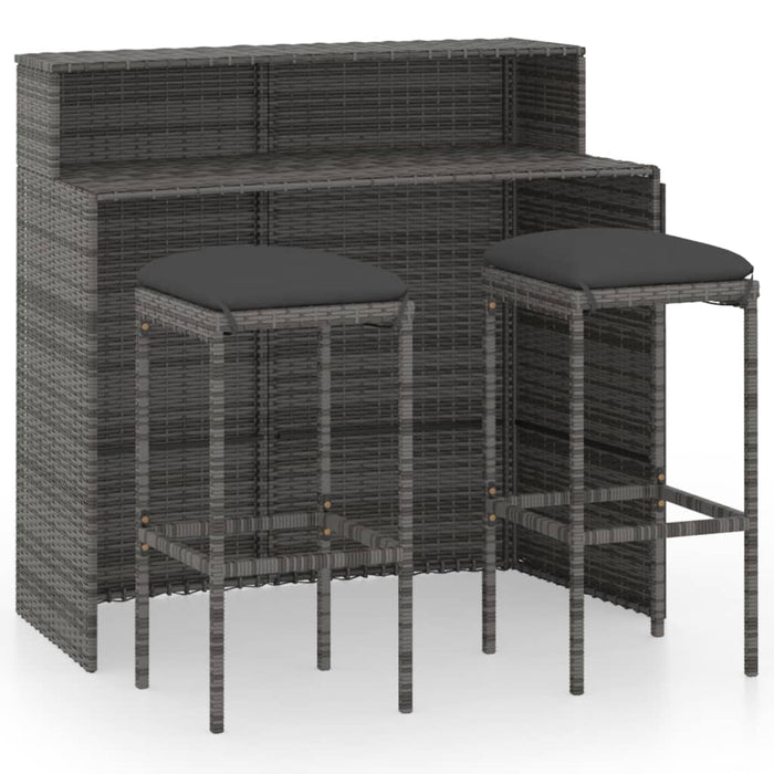 Set mobilier bar de grădină cu perne, 3 piese, gri WALTI
