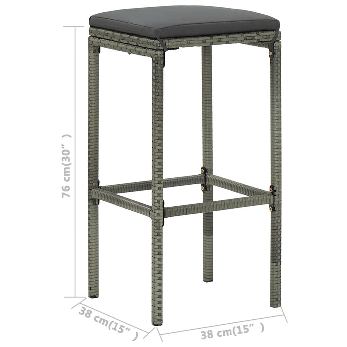Set mobilier bar de grădină cu perne, 3 piese, gri WALTI