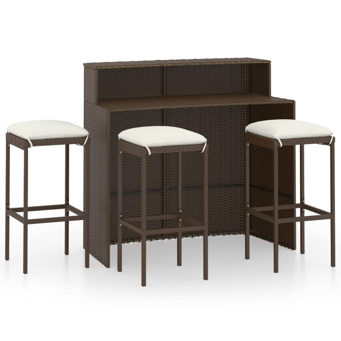 Set mobilier bar de grădină cu perne, 4 piese, maro - WALTI WALTI