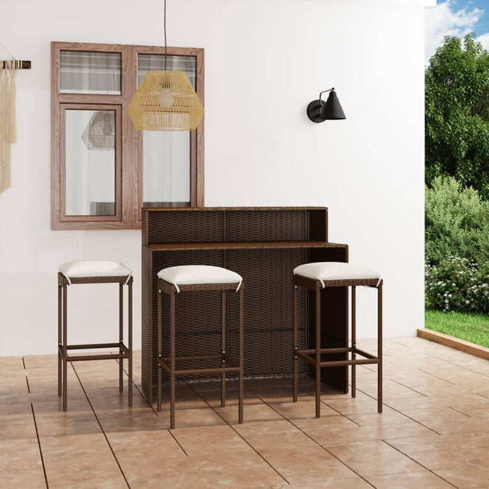 Set mobilier bar de grădină cu perne, 4 piese, maro - WALTI WALTI