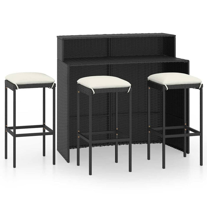 Set mobilier bar de grădină cu perne, 4 piese, negru - WALTI WALTI