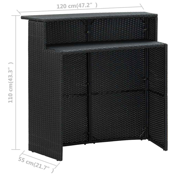 Set mobilier bar de grădină cu perne, 4 piese, negru - WALTI WALTI
