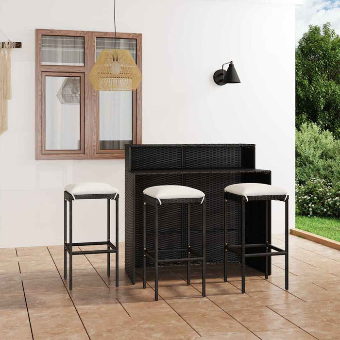 Set mobilier bar de grădină cu perne, 4 piese, negru - WALTI WALTI