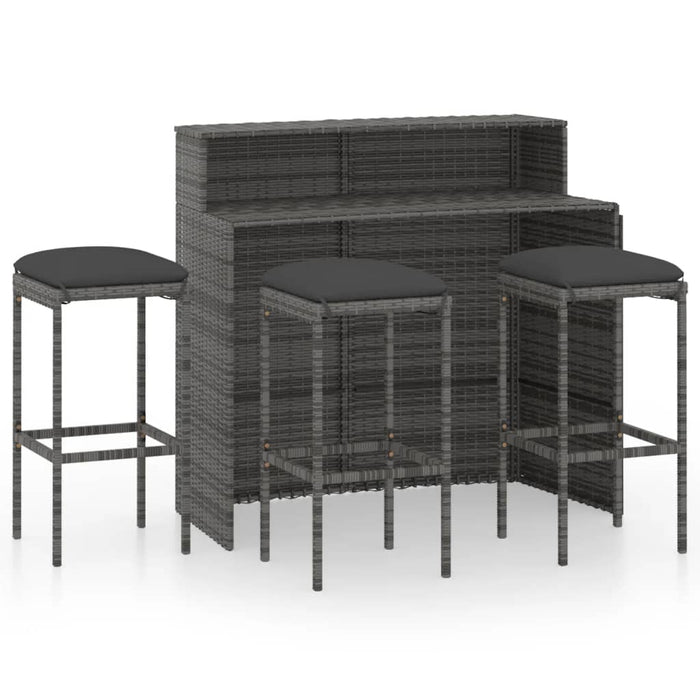 Set mobilier bar de grădină cu perne, 4 piese, gri - WALTI WALTI