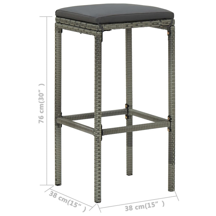 Set mobilier bar de grădină cu perne, 4 piese, gri - WALTI WALTI