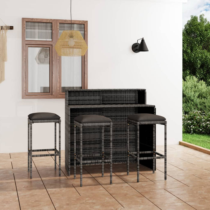 Set mobilier bar de grădină cu perne, 4 piese, gri - WALTI WALTI