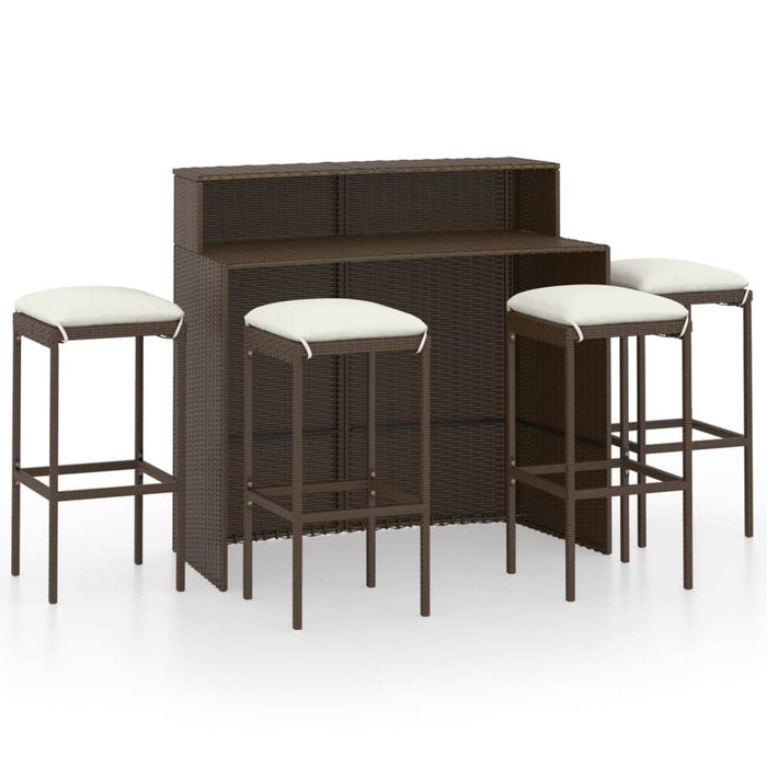Set mobilier bar de grădină cu perne, 5 piese, maro WALTI