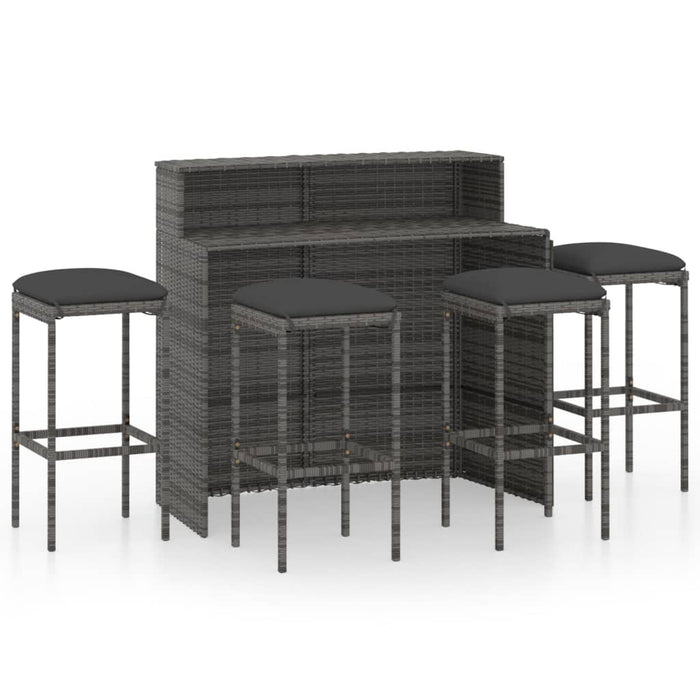 Set mobilier bar de grădină cu perne, 5 piese, gri - WALTI WALTI