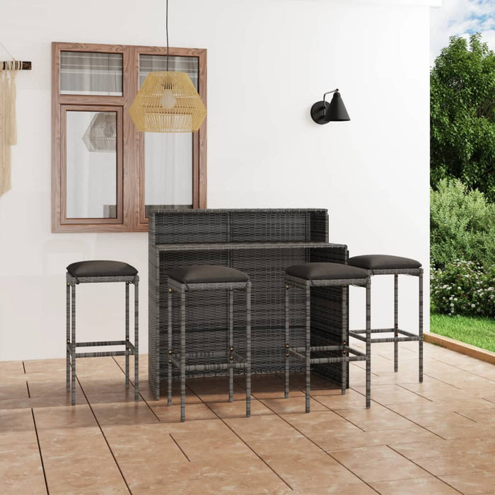 Set mobilier bar de grădină cu perne, 5 piese, gri - WALTI WALTI