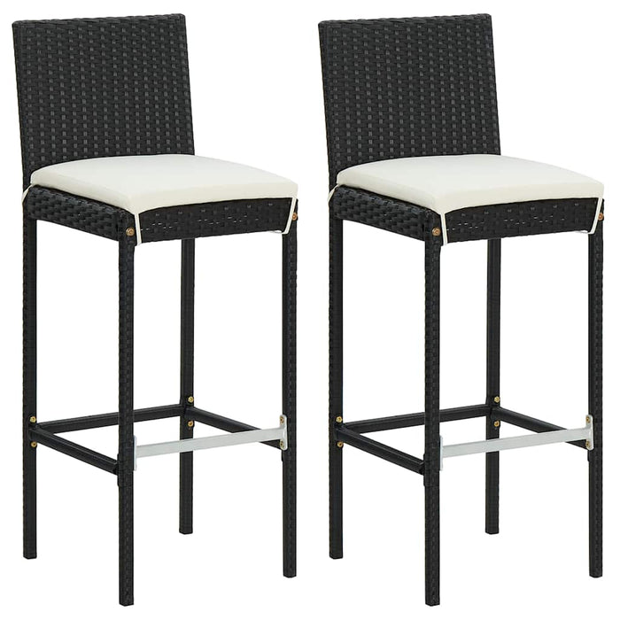 Set mobilier bar de grădină cu perne, 3 piese, negru WALTI