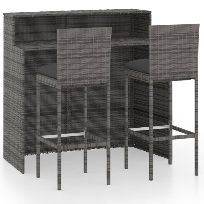 Set mobilier de bar de grădină cu perne, 3 piese, gri - WALTI WALTI