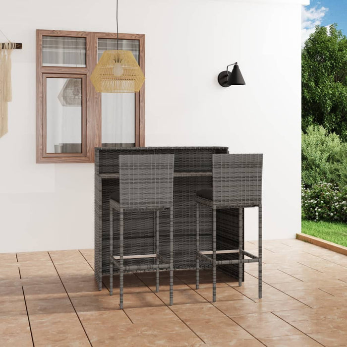 Set mobilier de bar de grădină cu perne, 3 piese, gri - WALTI WALTI