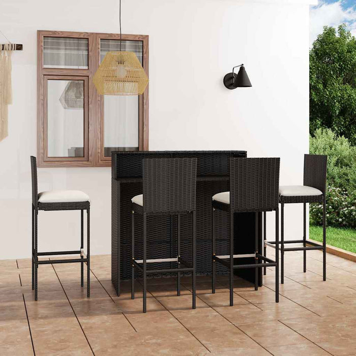 Set mobilier bar de grădină cu perne, 5 piese, negru - WALTI WALTI