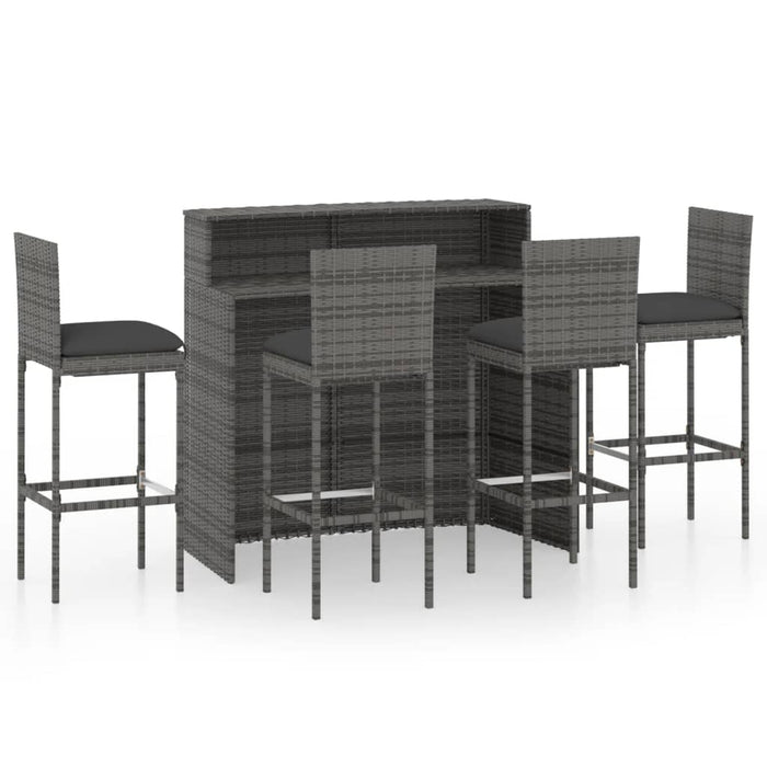 Set mobilier de bar de grădină cu perne, 5 piese, gri WALTI