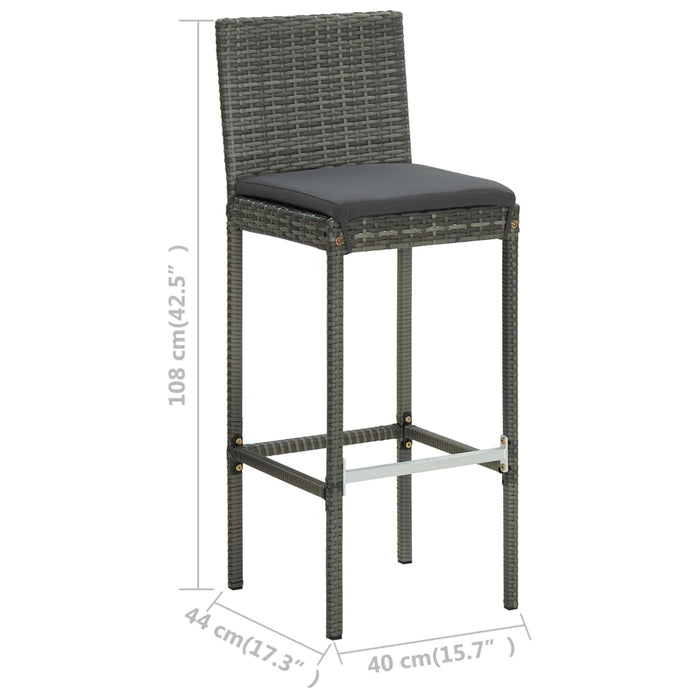 Set mobilier de bar de grădină cu perne, 5 piese, gri WALTI