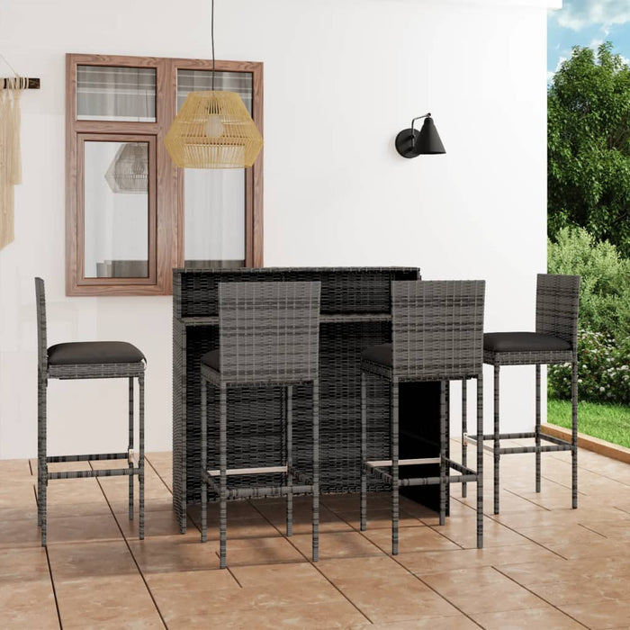 Set mobilier de bar de grădină cu perne, 5 piese, gri WALTI