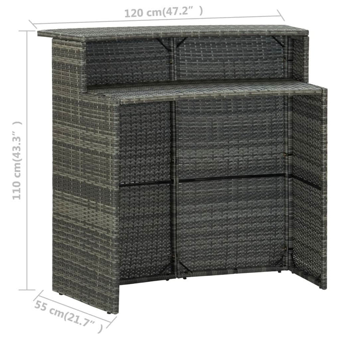 Set mobilier de bar de grădină, 3 piese, gri - WALTI WALTI
