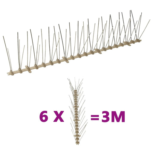 Set bandă cu țepi antipăsări cu 5 rânduri, 6 buc., plastic, 3 m - WALTI WALTI
