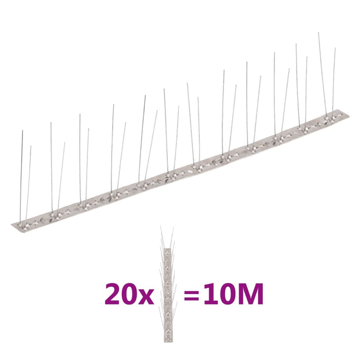 Set bandă cu țepi antipăsări cu 2 rânduri, 20 buc., oțel, 10 m - WALTI WALTI
