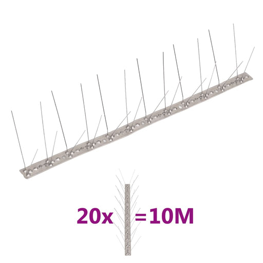Set bandă cu țepi antipăsări cu 4 rânduri, 20 buc., oțel, 10 m - WALTI WALTI