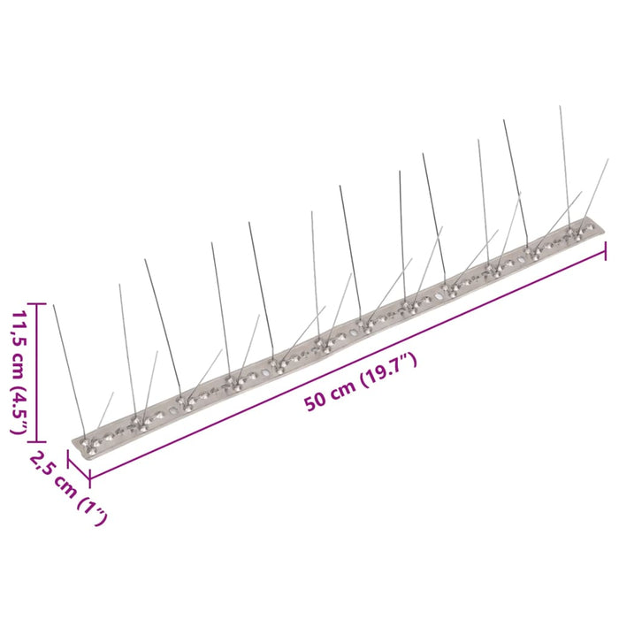 Set bandă cu țepi antipăsări cu 4 rânduri, 20 buc., oțel, 10 m - WALTI WALTI