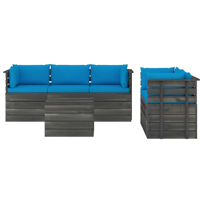Set mobilier grădină din paleți, cu perne, 6 piese, lemn de pin WALTI