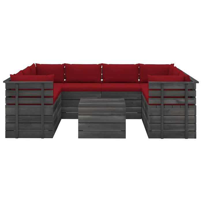Set mobilier grădină paleți, 9 piese, cu perne, lemn masiv pin WALTI