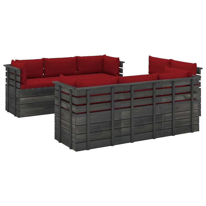 Set mobilier grădină paleți, 9 piese, cu perne, lemn masiv pin WALTI