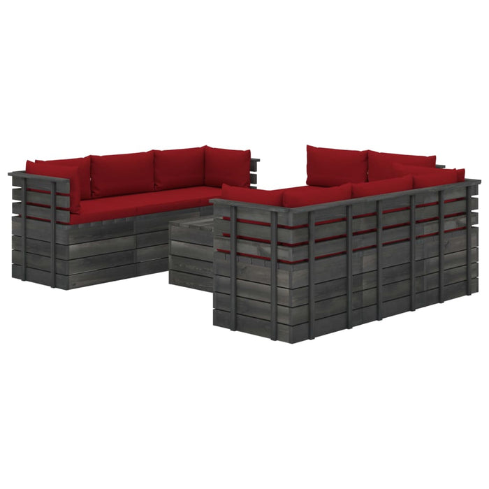 Set mobilier grădină paleți, 9 piese, cu perne, lemn masiv pin WALTI