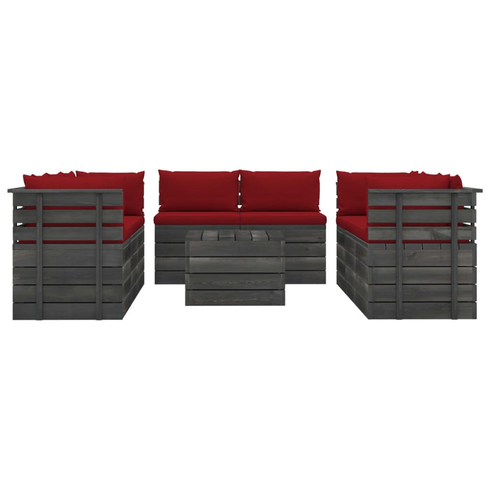 Set mobilier grădină paleți, 9 piese, cu perne, lemn masiv pin WALTI