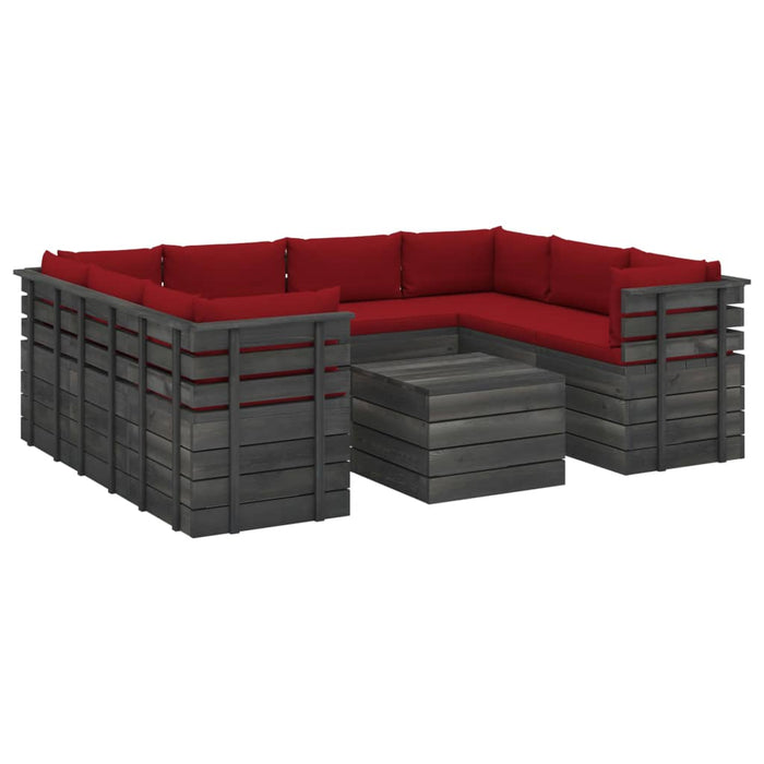 Set mobilier grădină paleți, 9 piese, cu perne, lemn masiv pin WALTI